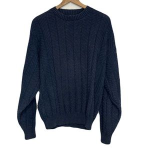 Vintage Large Alps Knit Crewneck Pullover Sweater Chevron Pattern Blue Grandpa